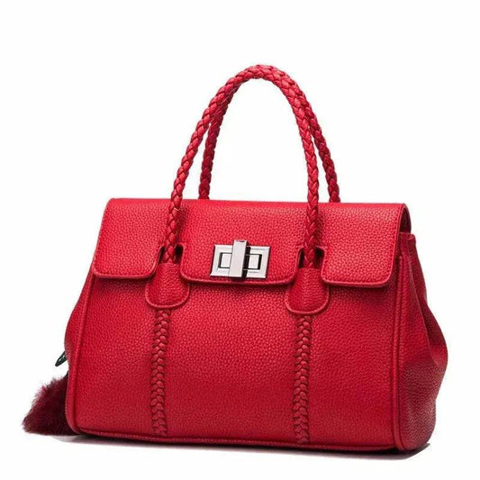 Leather handbags lychee pattern handbag - Velora