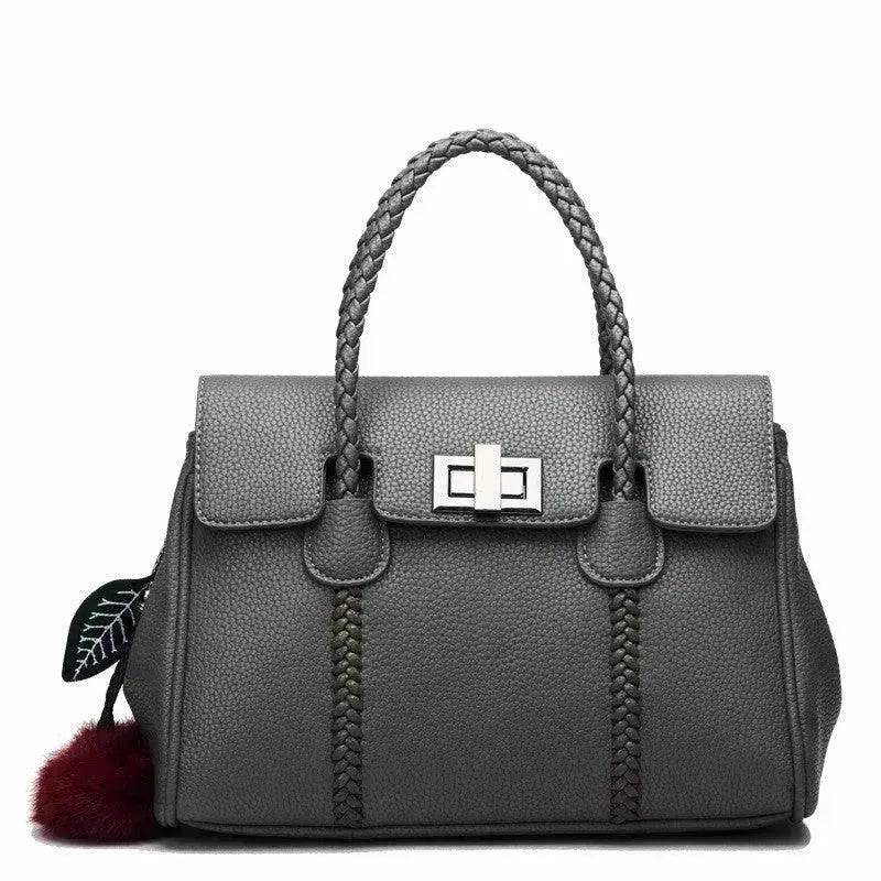 Leather handbags lychee pattern handbag - Velora