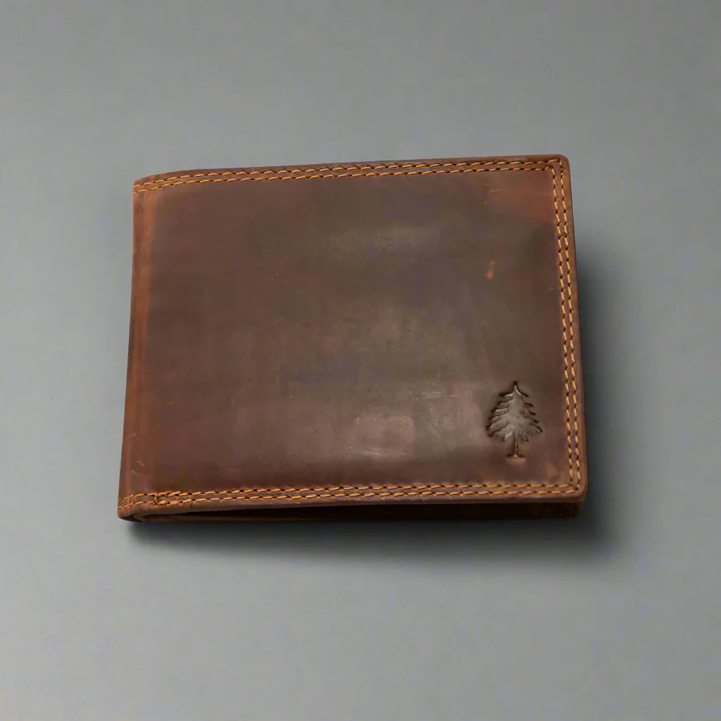 Greenwood Leather Men's Wallet. RFID-Blocking Oil Pull-Up Leather Boutique of Leathers/Open Road