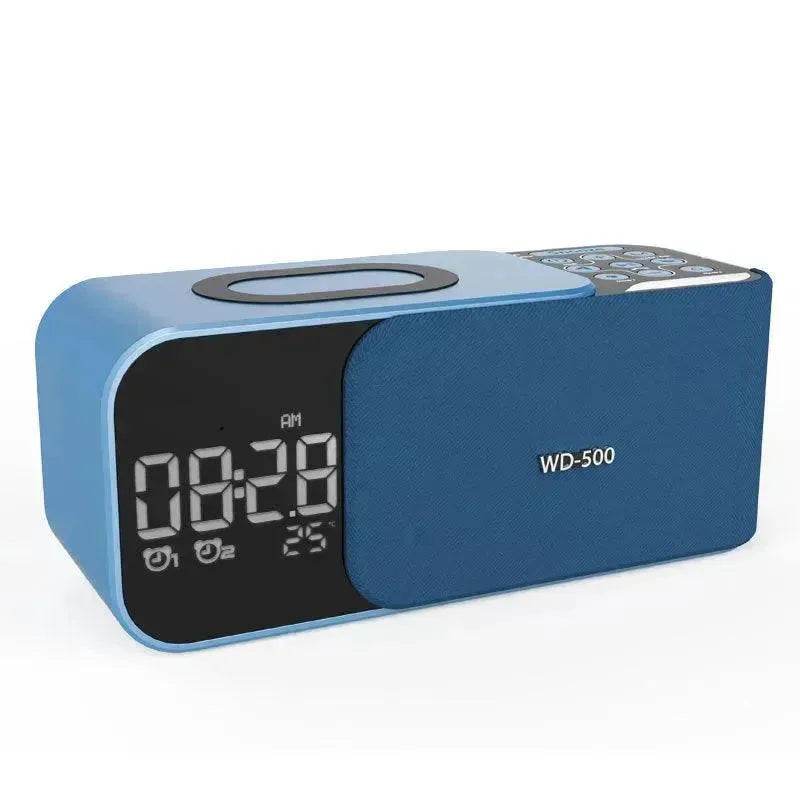Led Wireless Charging Alarm Clock Fm Radio Bluetooth Speaker With Microphone Temperature Indicator Digital Display Speakers - Velora