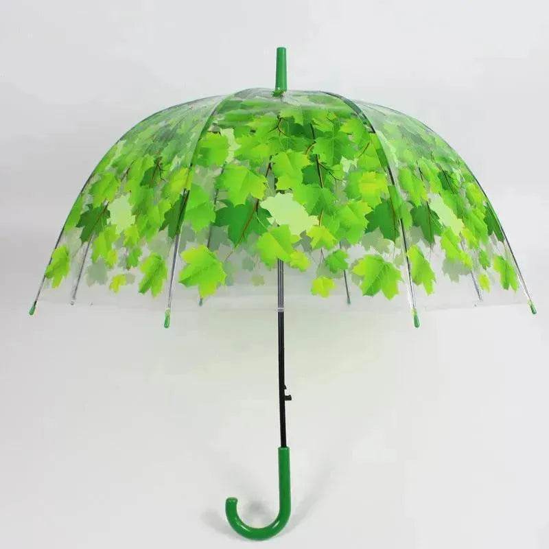 Long Handle Transparent Umbrella Painted Umbrella Maple Leaf Umbrella - Velora