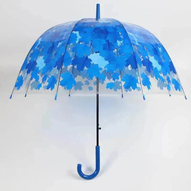 Long Handle Transparent Umbrella Painted Umbrella Maple Leaf Umbrella - Velora