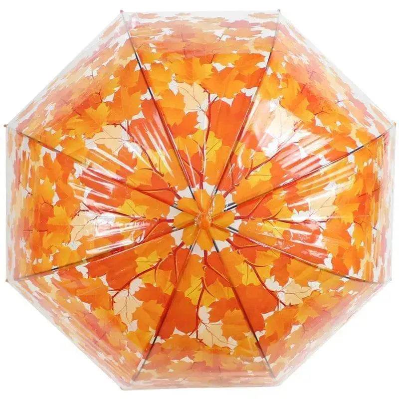 Long Handle Transparent Umbrella Painted Umbrella Maple Leaf Umbrella - Velora