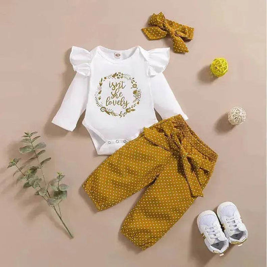 Long-sleeved baby girl Autumn Suit Pullover Three-Piece Children Clothing - Velora