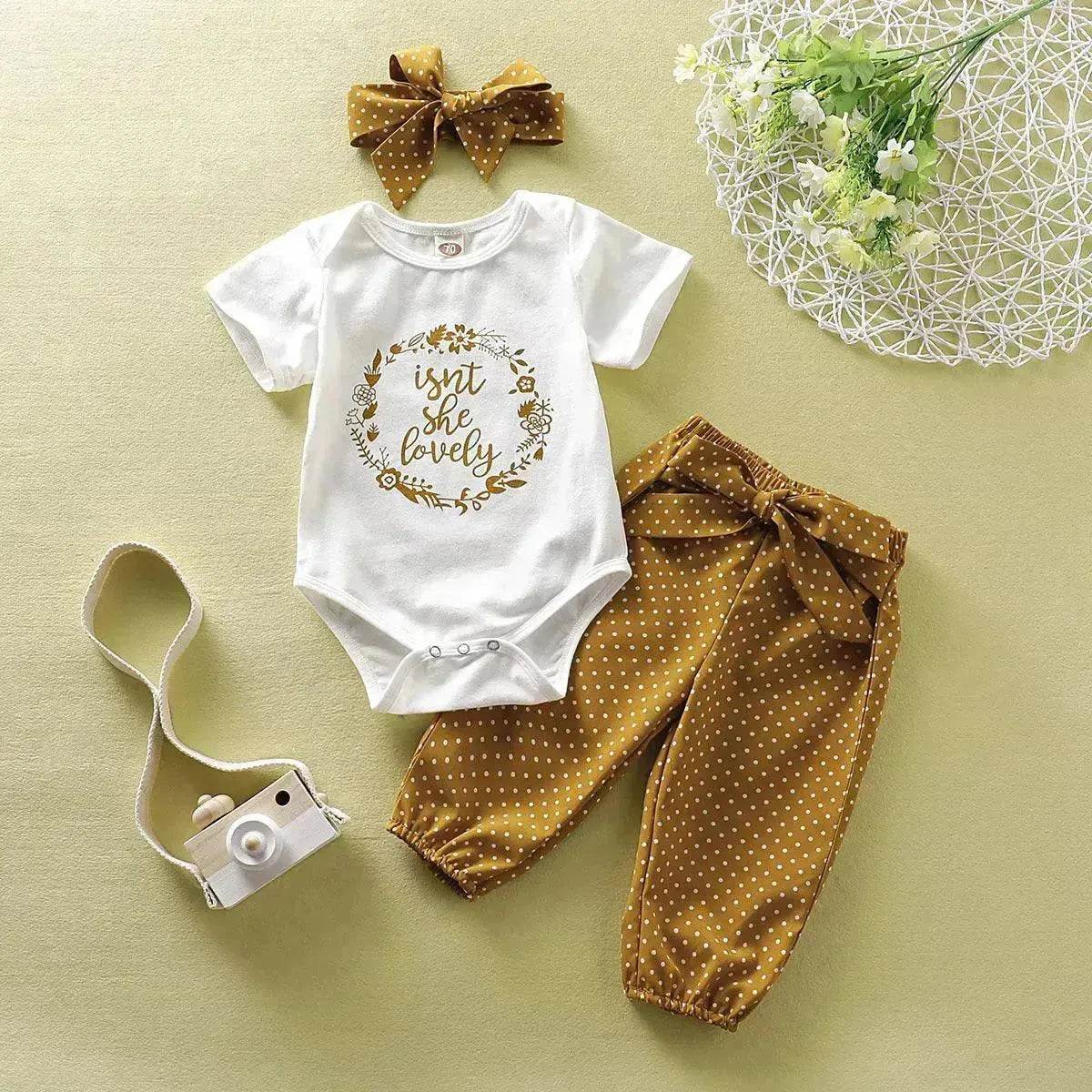 Long-sleeved baby girl Autumn Suit Pullover Three-Piece Children Clothing - Velora