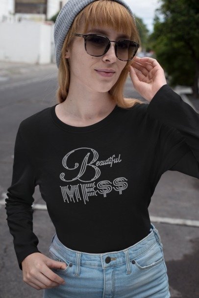Beautiful Mess Rhinestone Shirt – Sassy Sparkle Bling Apparel for Women | Blingdazzel