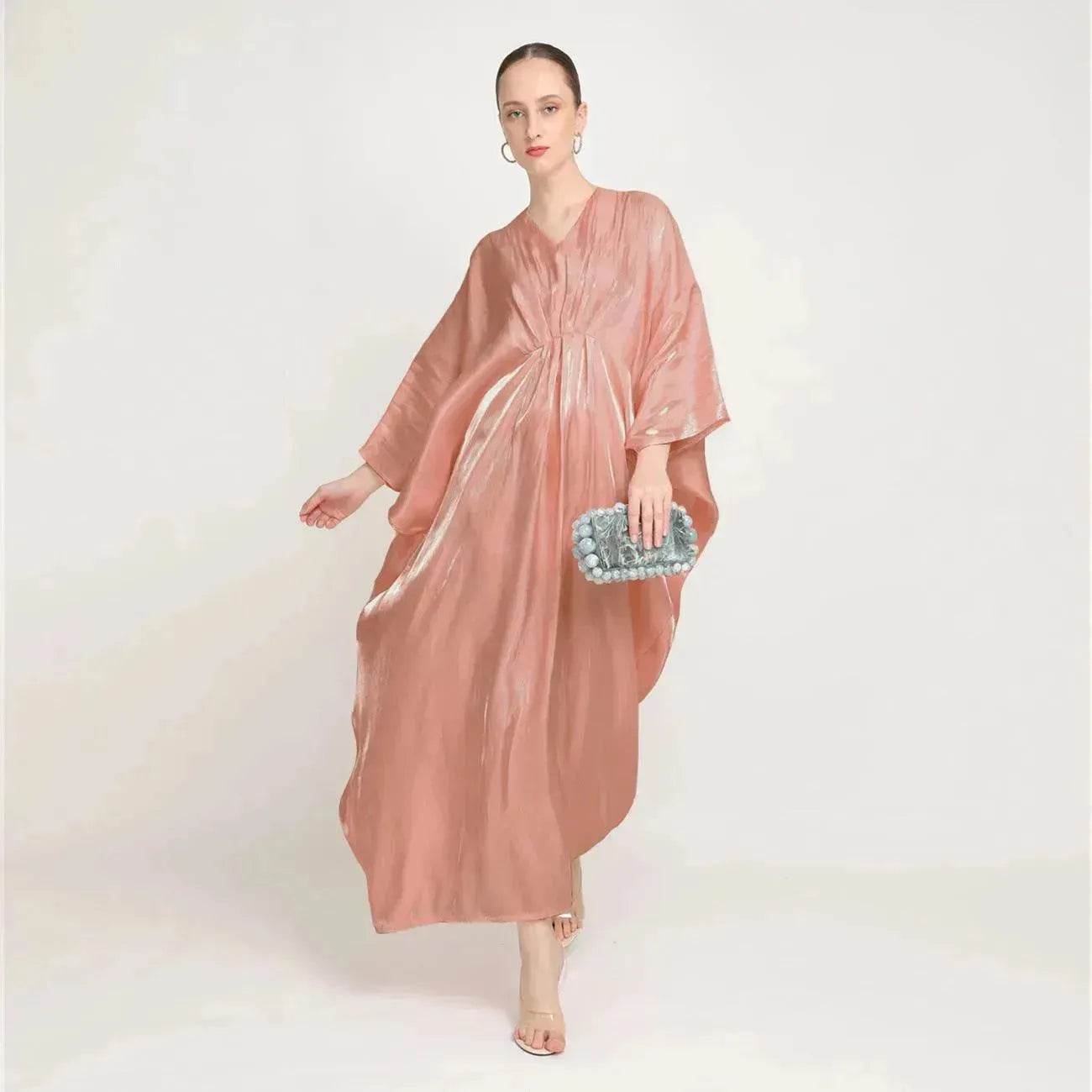 Loose Batwing Long Sleeve Abaya Dress for Arab Dubai Turkey Middle East Women - Velora