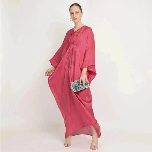 Loose Batwing Long Sleeve Abaya Dress for Arab Dubai Turkey Middle East Women - Velora