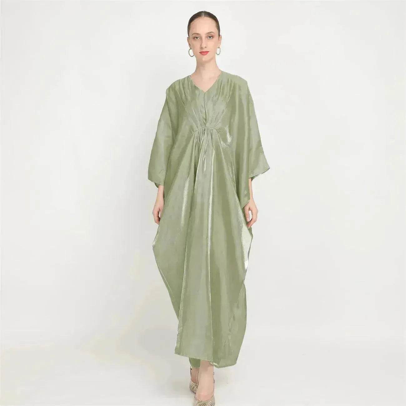 Loose Batwing Long Sleeve Abaya Dress for Arab Dubai Turkey Middle East Women - Velora