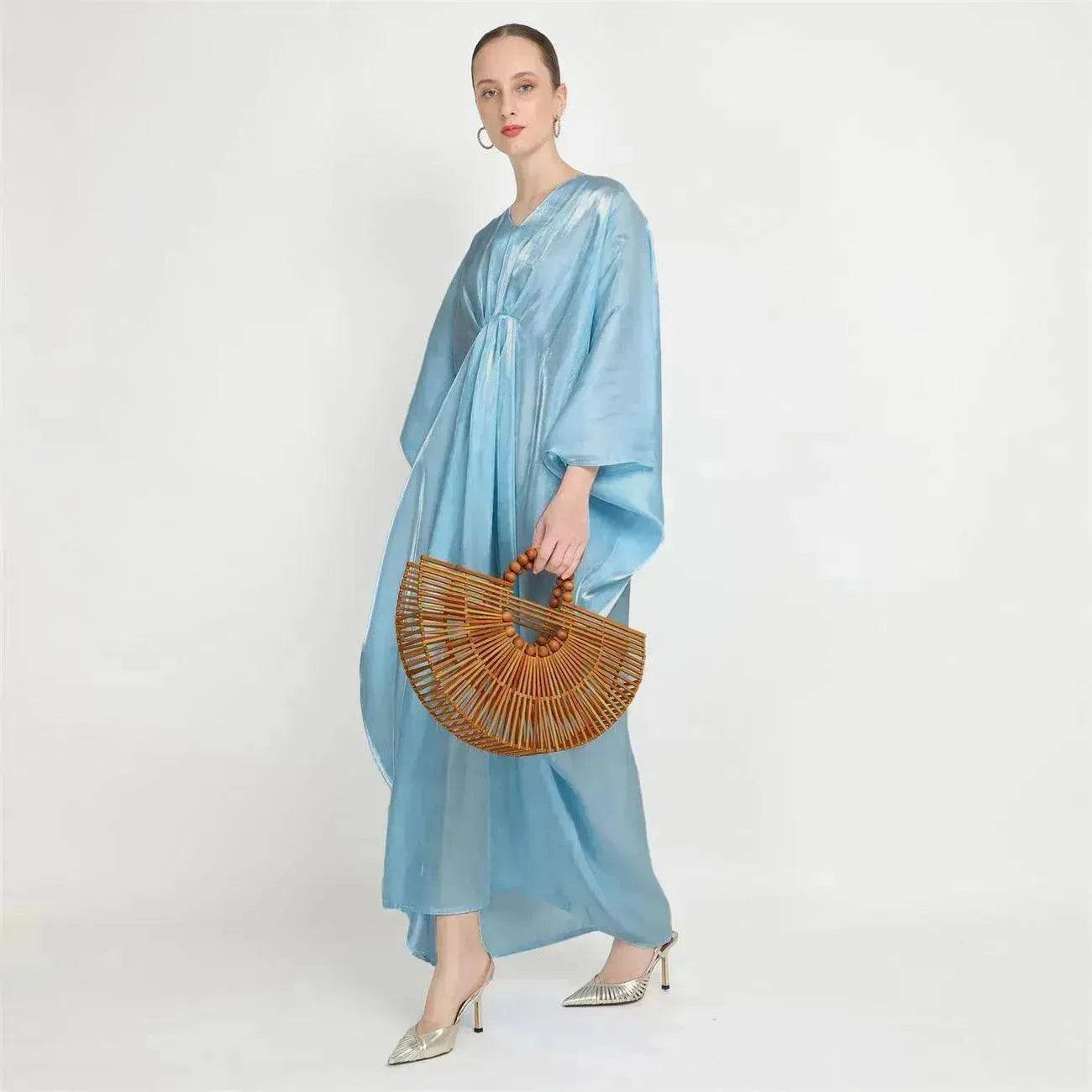 Loose Batwing Long Sleeve Abaya Dress for Arab Dubai Turkey Middle East Women - Velora