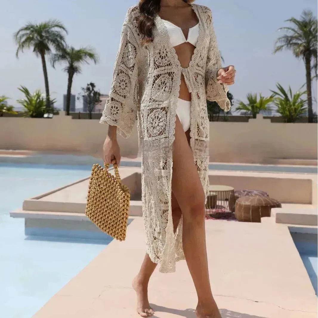 Loose Embroidered Bikini Beach Long Sunproof Wear - Velora
