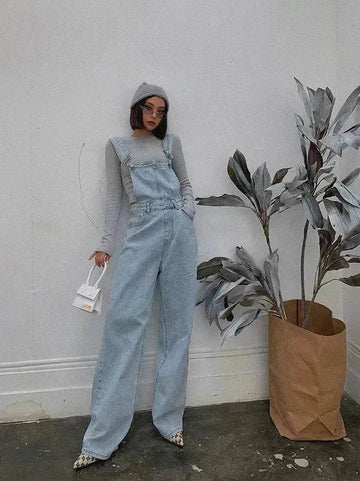 Loose Mopping Denim Overalls Trousers Women Denim Jumper Pant for Women