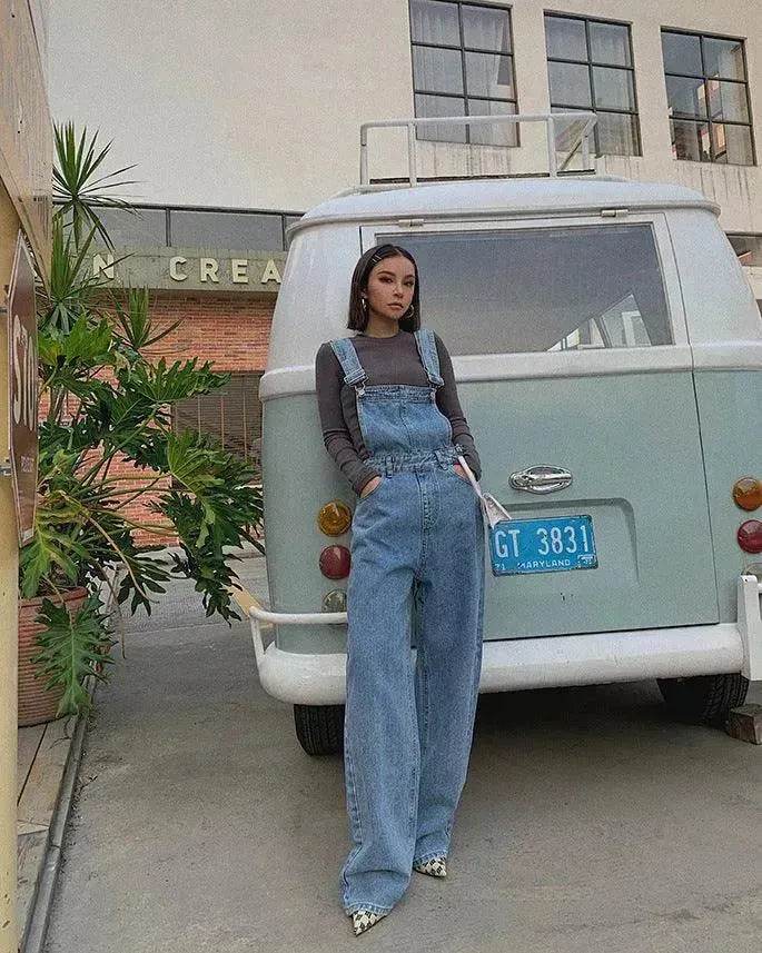 Loose Mopping Denim Overalls Trousers Women Denim Jumper Pant for Women - Velora