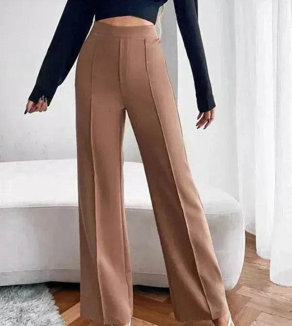 Loose Straight Pants Women High Waist Casual Trousers - Velora