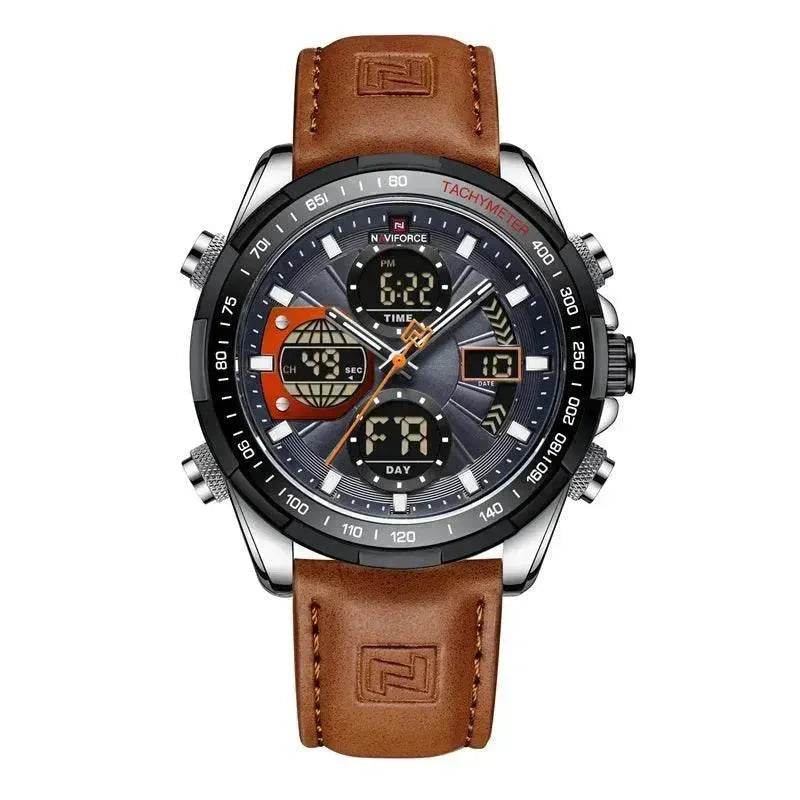 Luxury Men's Waterproof Sports Leather Strap Electronic Multi-function Watch - Velora