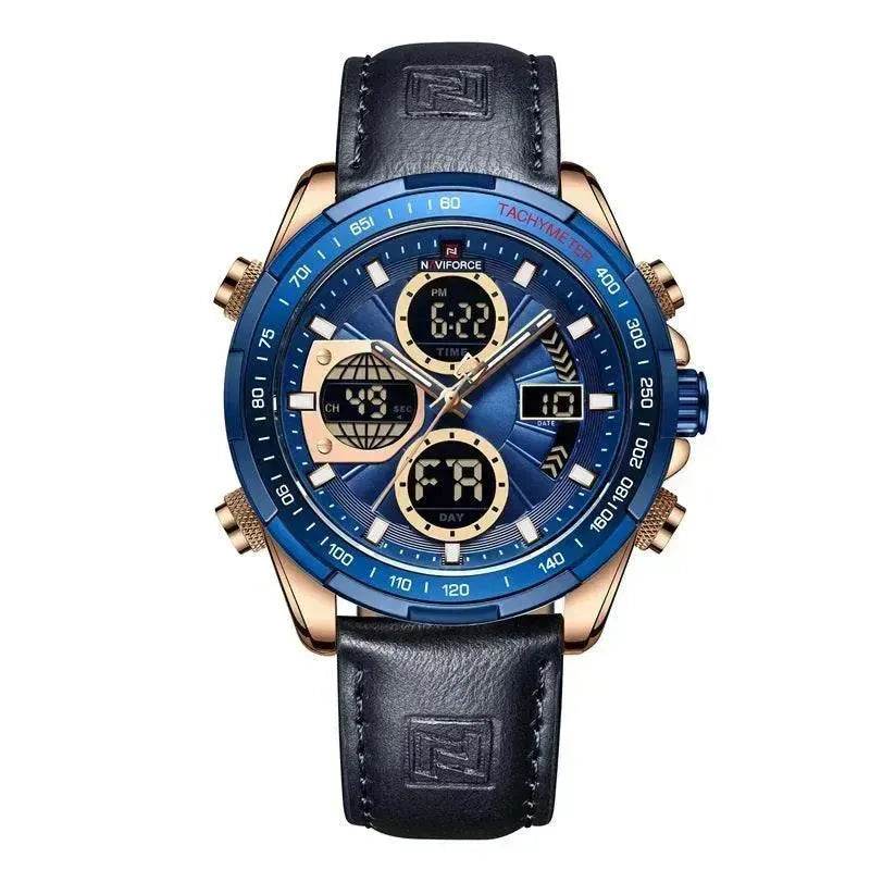 Luxury Men's Waterproof Sports Leather Strap Electronic Multi-function Watch - Velora