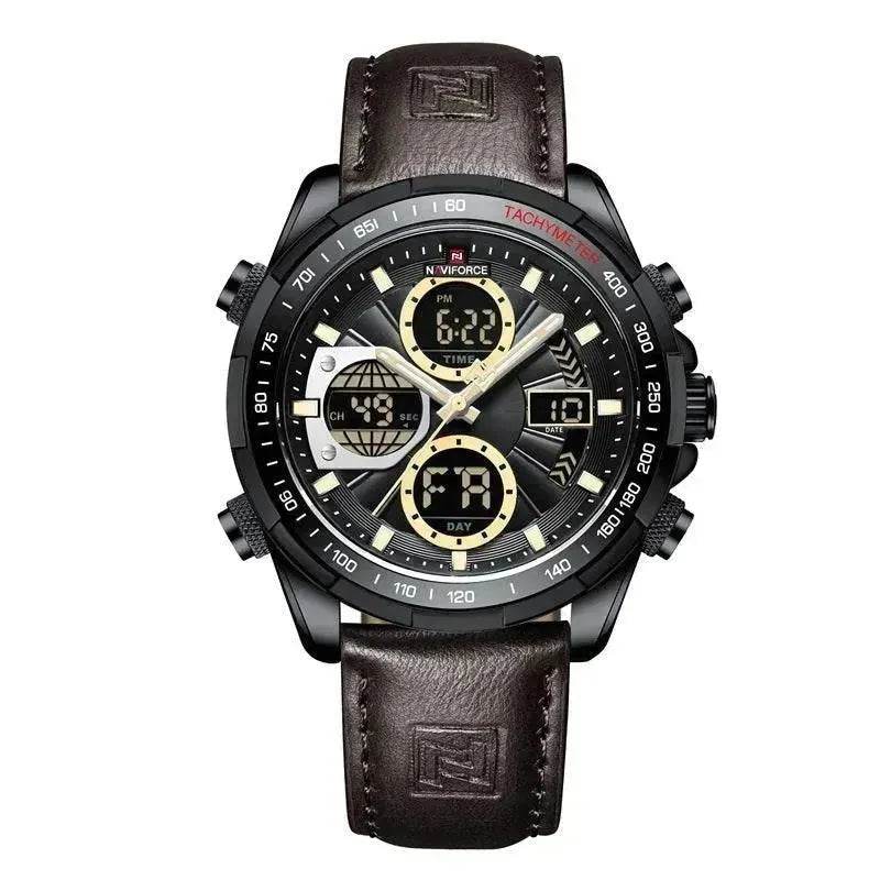 Luxury Men's Waterproof Sports Leather Strap Electronic Multi-function Watch - Velora