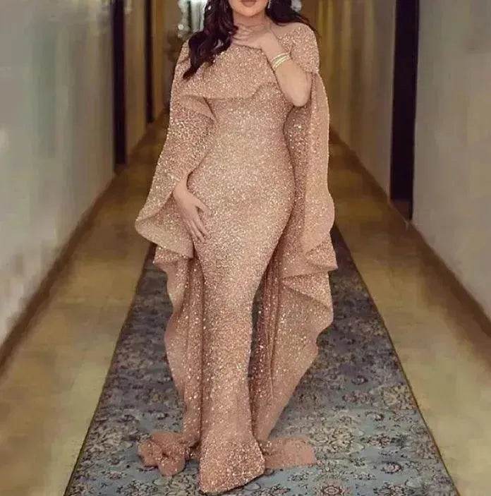 Luxury Mermaid Middle East Arabic Kafan Dubai Gold Mermaid Abiye Evening - Velora