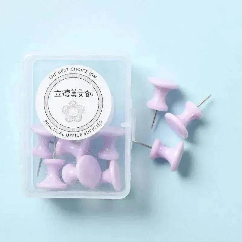 Macaron Color Boxed Push Pin Simple Creative Large Small Size Plastic Pushpin Office Supplies - Velora