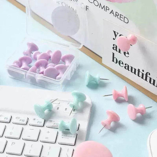 Macaron Color Boxed Push Pin Simple Creative Large Small Size Plastic Pushpin Office Supplies - Velora