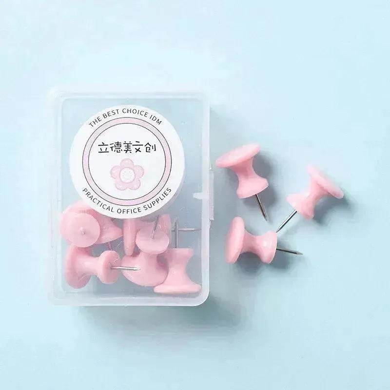 Macaron Color Boxed Push Pin Simple Creative Large Small Size Plastic Pushpin Office Supplies - Velora