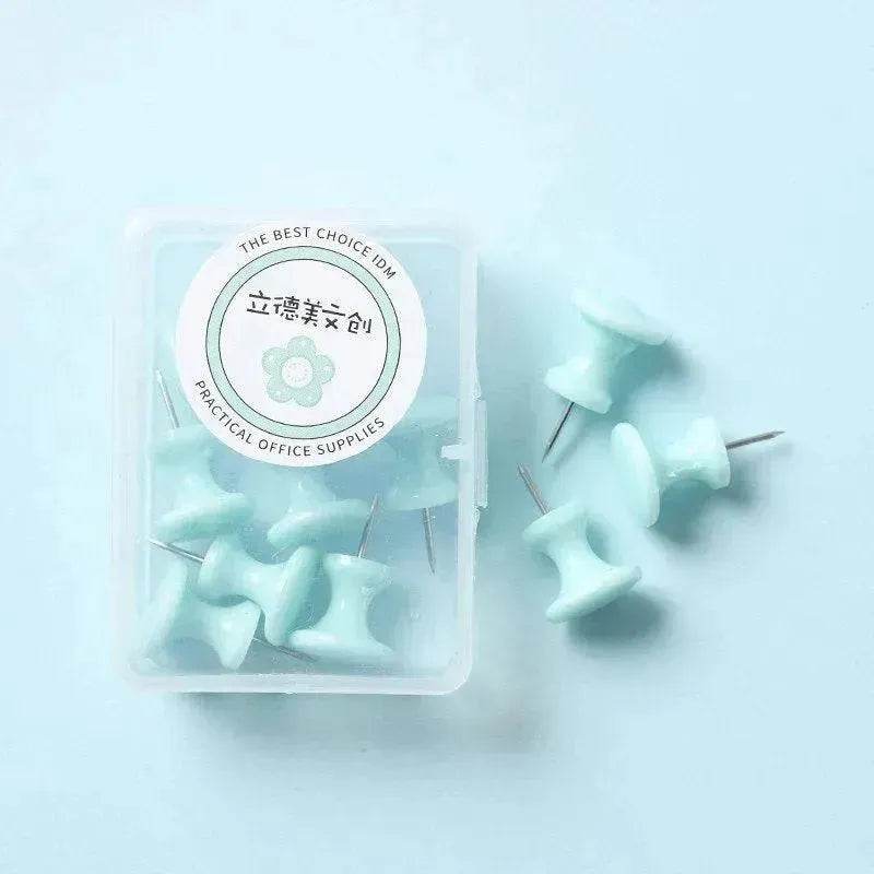 Macaron Color Boxed Push Pin Simple Creative Large Small Size Plastic Pushpin Office Supplies - Velora