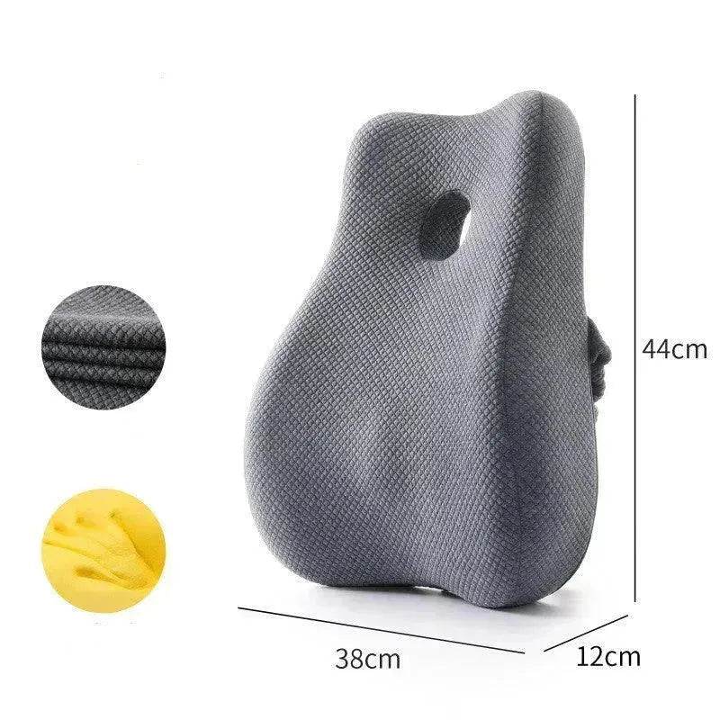Memory Foam Office Chair Back Cushion – Ergonomic Lumbar Support Cushion for Desk Chair in Navy Blue & Grey