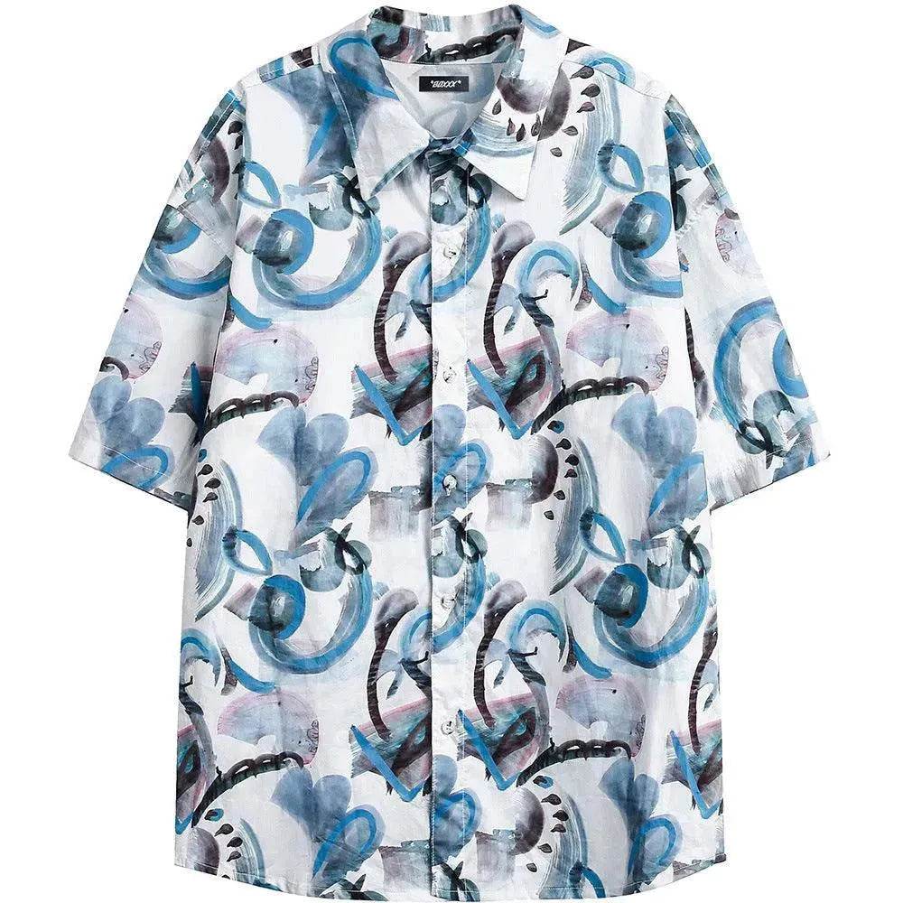 Men's Full Printed Graffiti Printing Shirt - Velora
