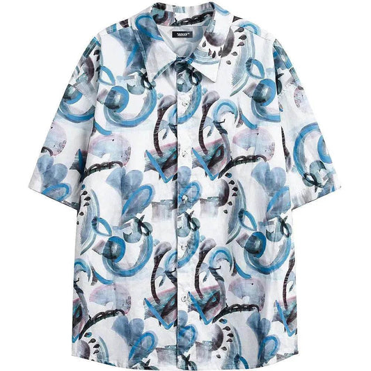 Men's Full Printed Graffiti Printing Shirt - Velora