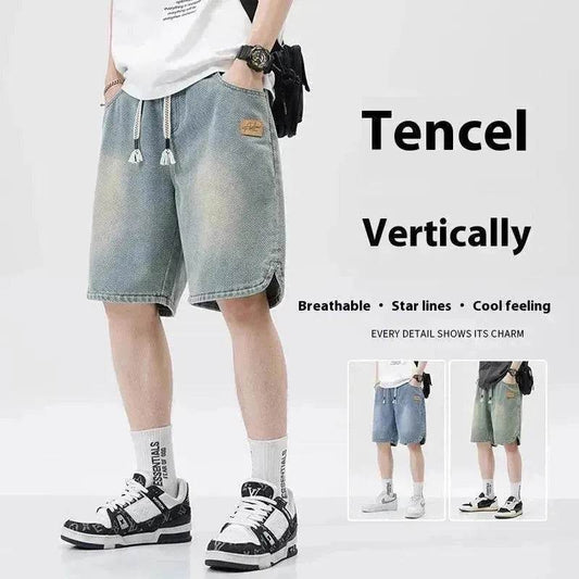Men's Loose Casual Starry Sky Pattern Denim Shorts - Velora