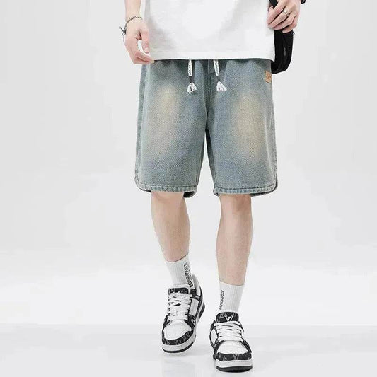 Men's Loose Casual Starry Sky Pattern Denim Shorts - Velora