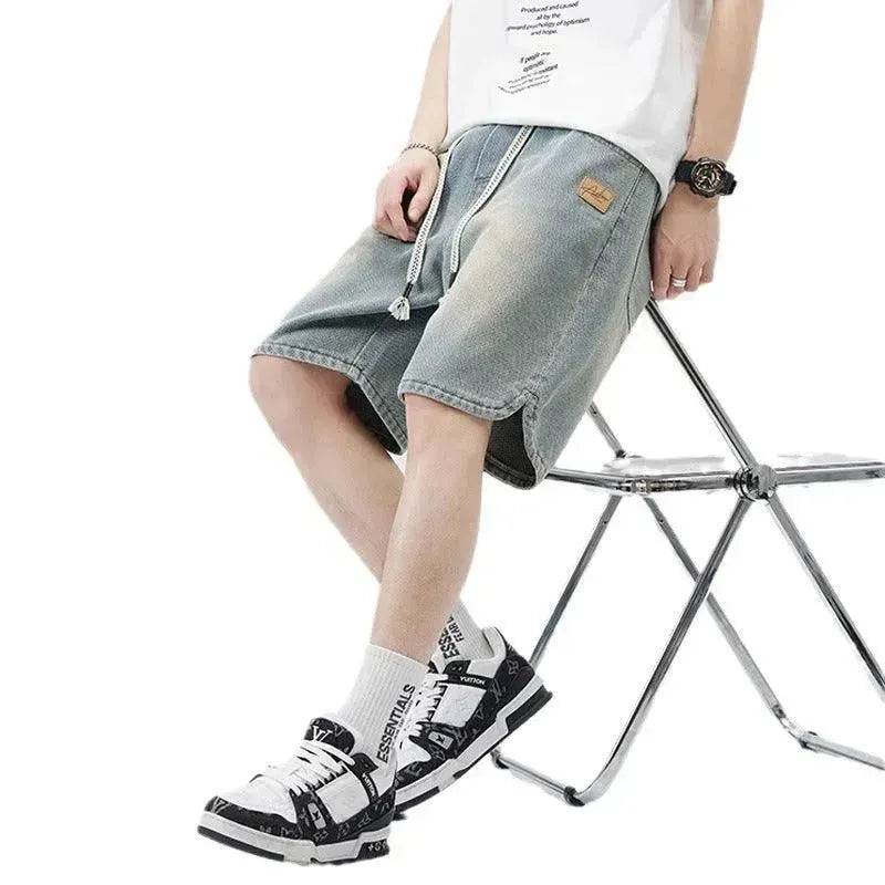 Men's Loose Casual Starry Sky Pattern Denim Shorts - Velora