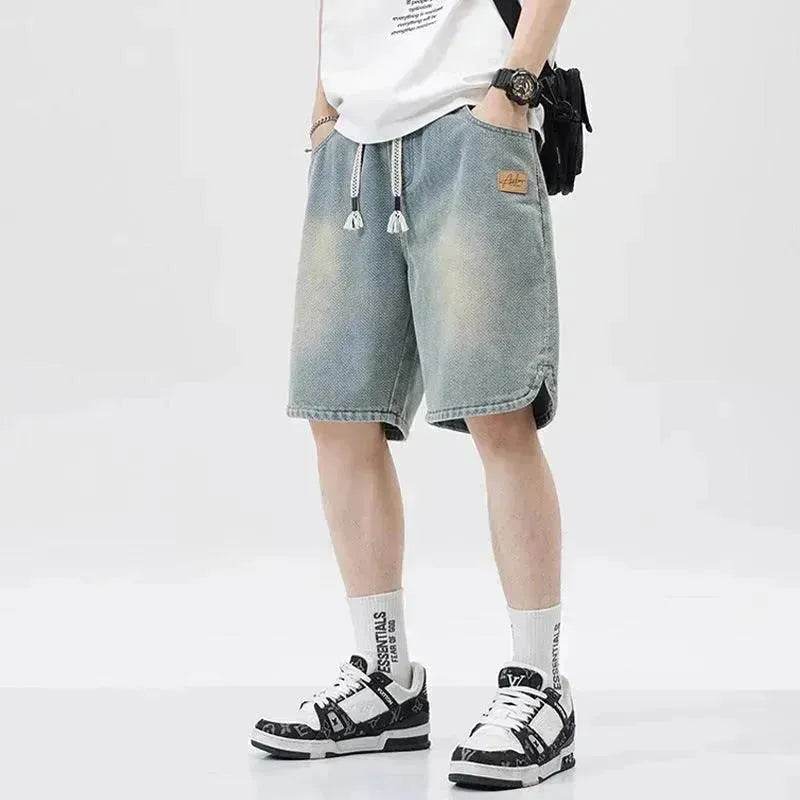 Men's Loose Casual Starry Sky Pattern Denim Shorts - Velora