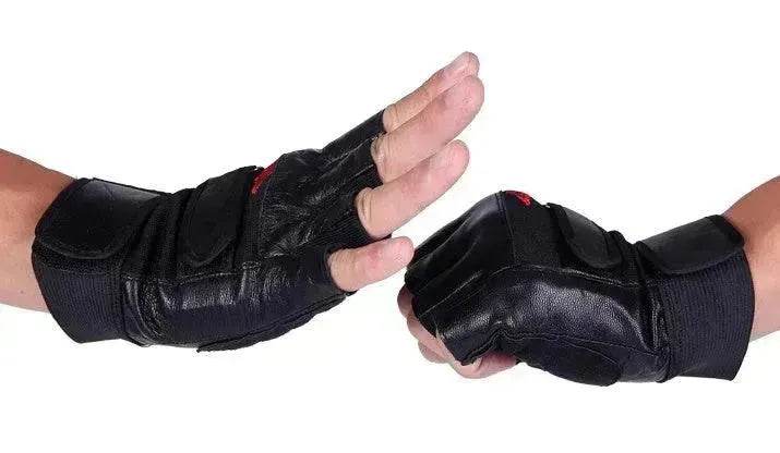 Men's PU Leather Motorcycle Riding Weight Lifting Gym Workout Outdoor Fingerless Glove - Velora