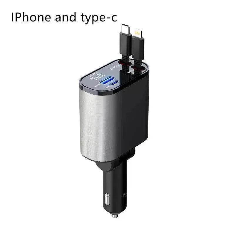 Metal Car Charger 100W Super Fast Charging Car USB And TYPE-C Adapter - Velora