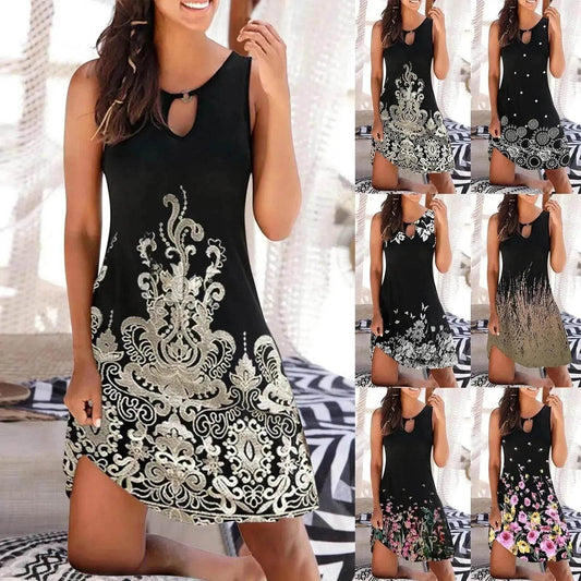 Mid Skirt Women's Sleeveless Fashion Skirt Print Jumpsuit - Velora