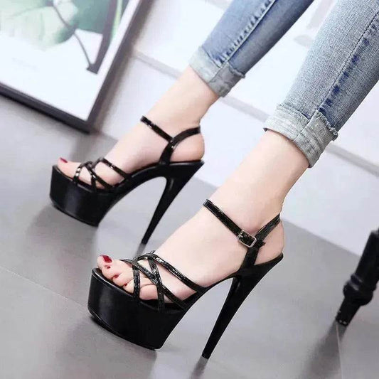 Model High Heels Charming Buckle Women's Shoes 15cm Stiletto - Velora