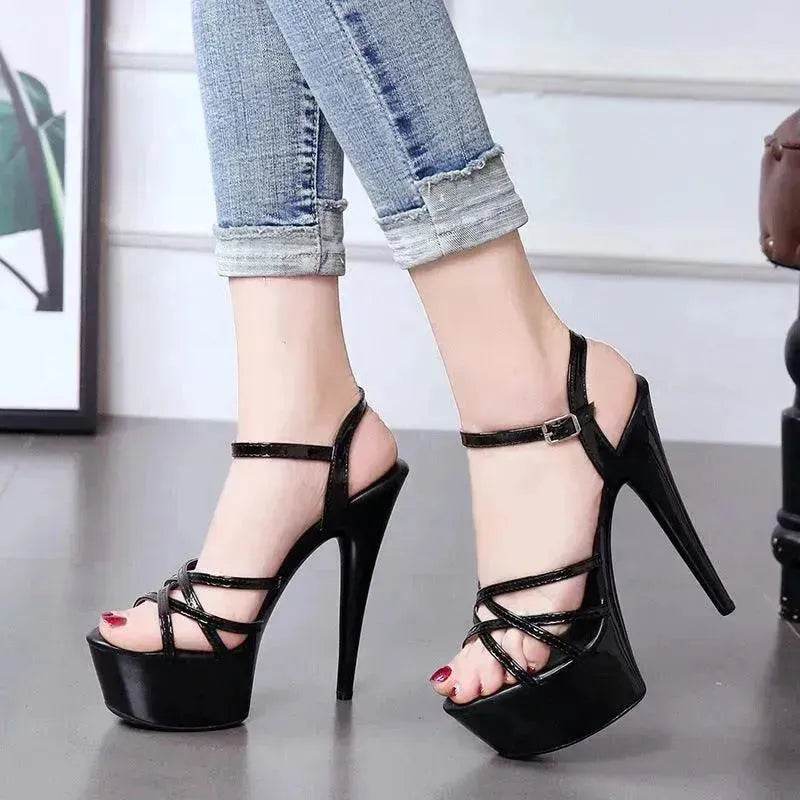 Model High Heels Charming Buckle Women's Shoes 15cm Stiletto - Velora