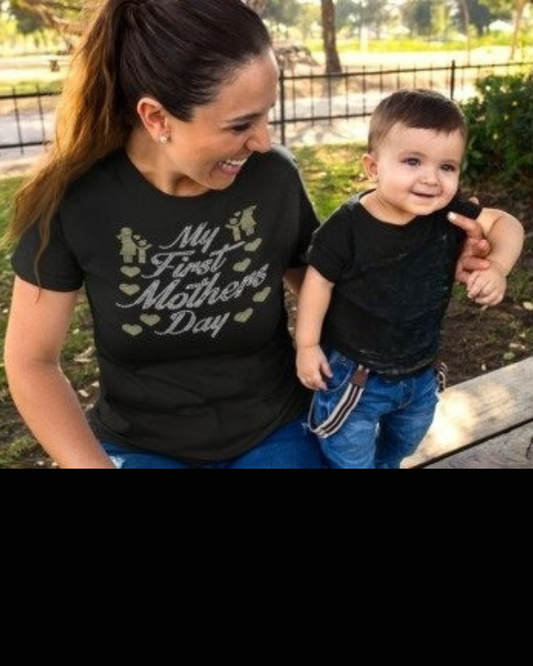 My First Mother's Day Rhinestone Shirt – New Mom Sparkle Bling Tee | Blingdazzel