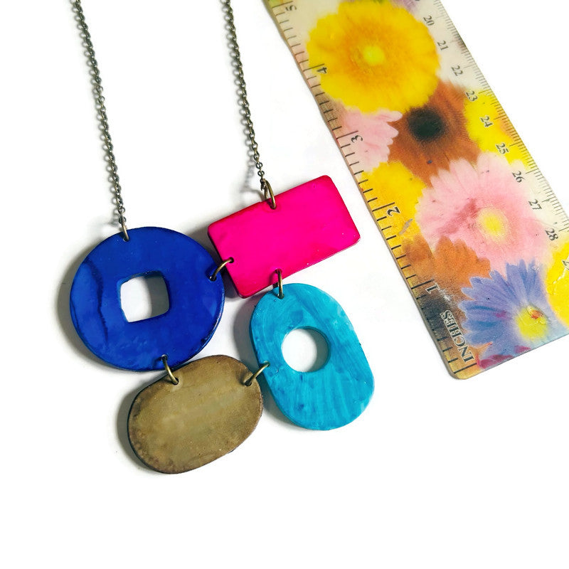 Colorful Geometric Necklace Handmade - Velora Luxury Fashion