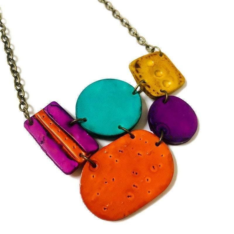 Multicolored Statement Pendant Necklace Handmade - Velora Luxury Fashion