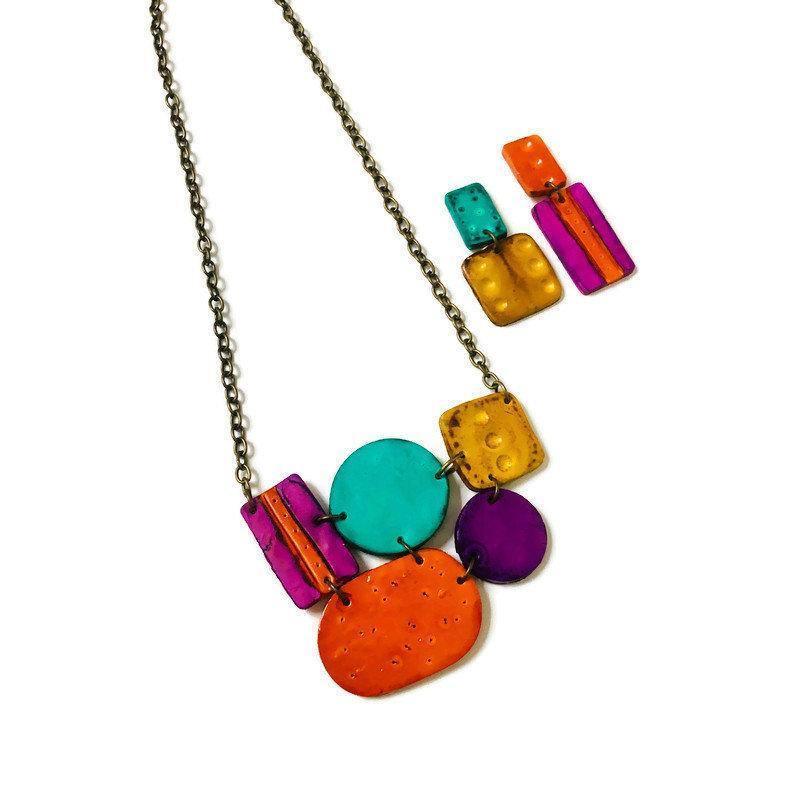 Multicolored Statement Pendant Necklace Handmade - Velora Luxury Fashion