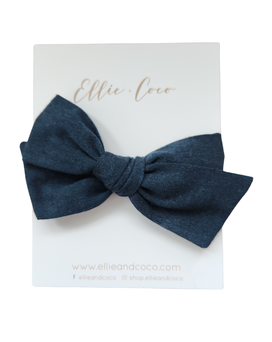 Navy Chambray Oversize Bow - Velora