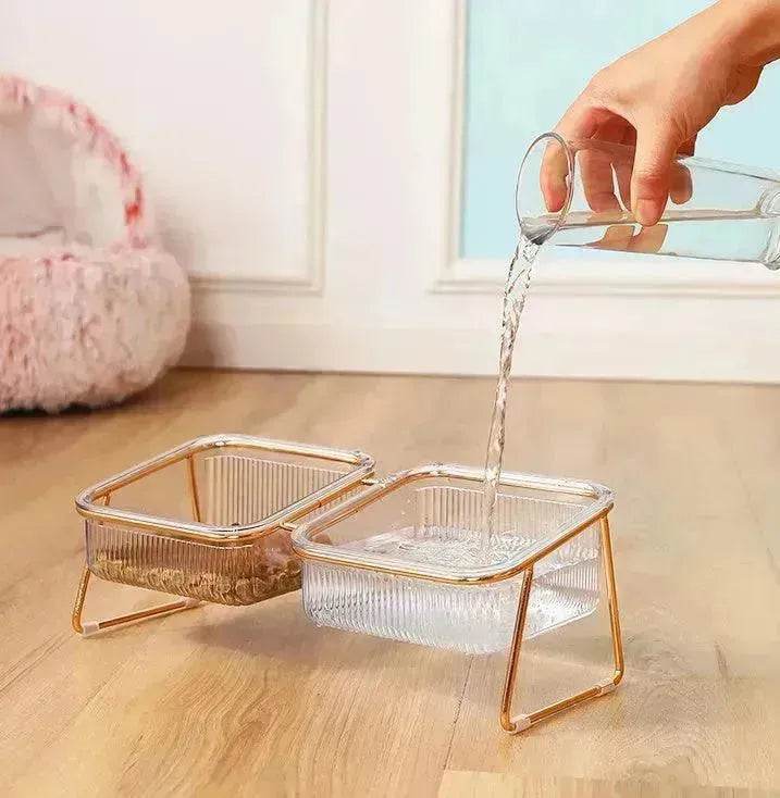 Neck-protecting sloped pet feed bowl Stand - Velora