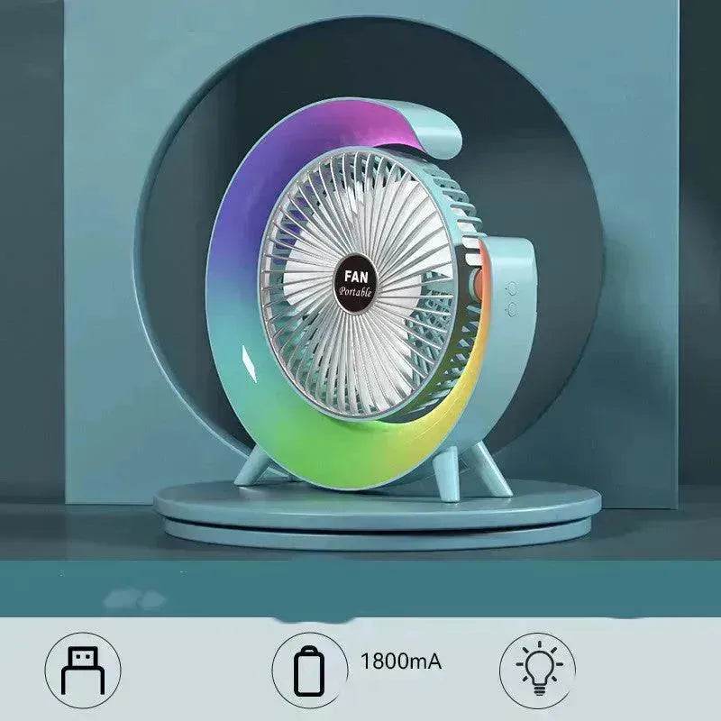 New Bright Night Light Charging Fan Desktop Silent Mini Electric Fan Portable Fan USB - Velora