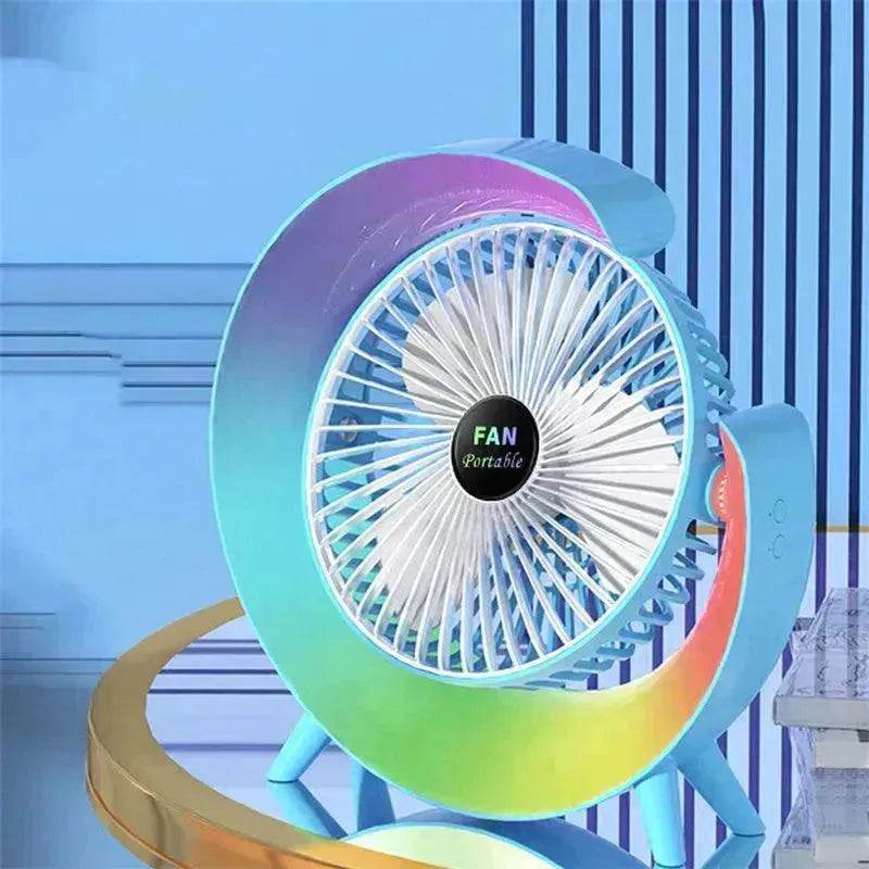New Bright Night Light Charging Fan Desktop Silent Mini Electric Fan Portable Fan USB - Velora