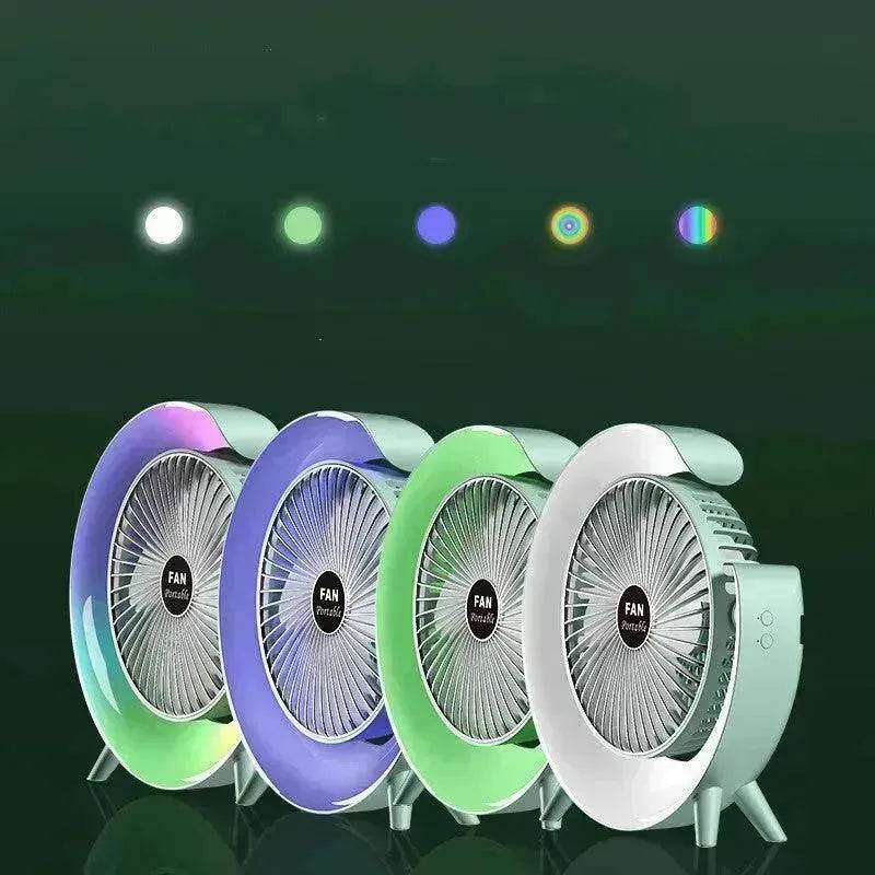 New Bright Night Light Charging Fan Desktop Silent Mini Electric Fan Portable Fan USB - Velora