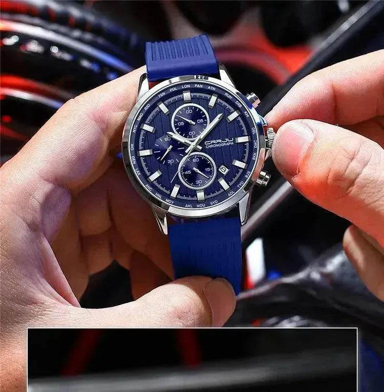 New Men's Silicone Strap Six-pin Steel Strap Business Casual Watch for Men - Velora