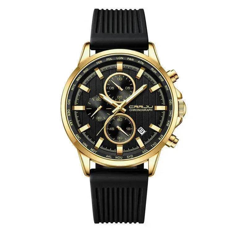 New Men's Silicone Strap Six-pin Steel Strap Business Casual Watch for Men - Velora
