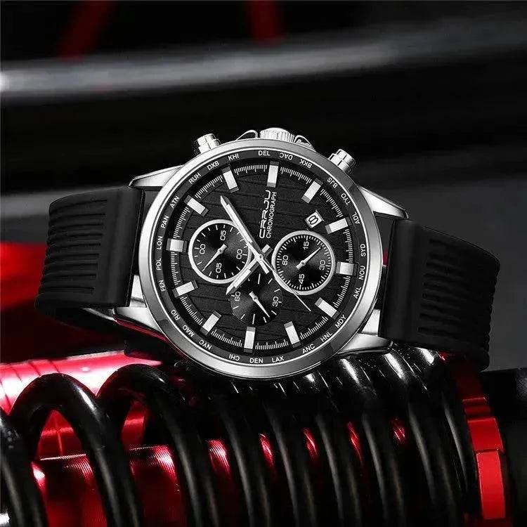 New Men's Silicone Strap Six-pin Steel Strap Business Casual Watch for Men - Velora